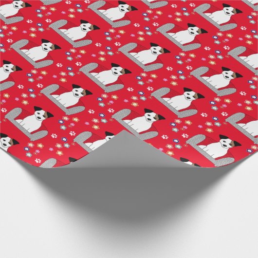 Jack Russell Kerstmis Cadeaupapier (Hoek)