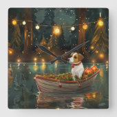 Jack Russell Kerstmis Feestelijke Reis Vierkante Klok (Voorkant)