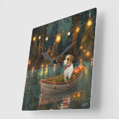 Jack Russell Kerstmis Feestelijke Reis Vierkante Klok (Hoek)