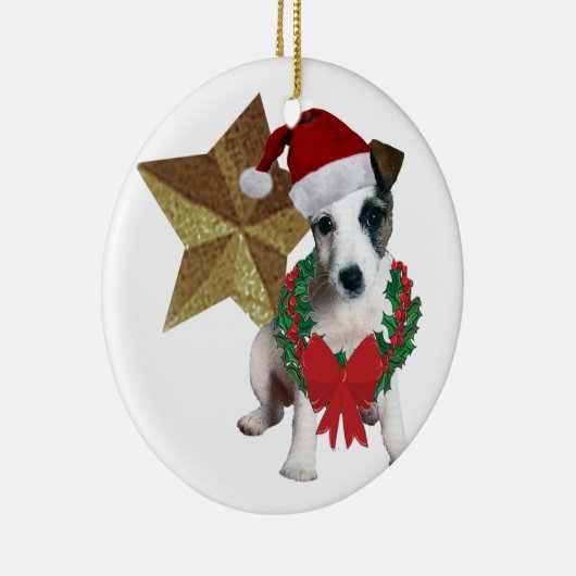 Jack Russell kerstster Keramisch Ornament (Rechts)