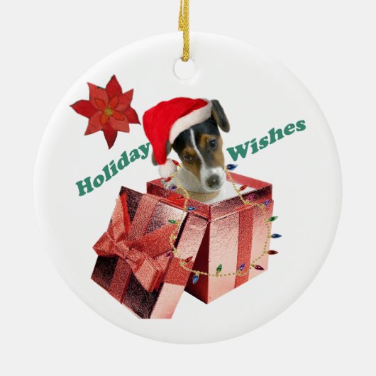 Jack Russell kerstster Keramisch Ornament (Achterkant)