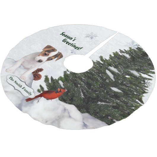 Jack Russell kerstwishes Tree Skirt Kerstboom Rok (Gekanteld)