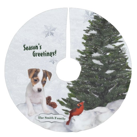 Jack Russell kerstwishes Tree Skirt Kerstboom Rok (Voorkant)