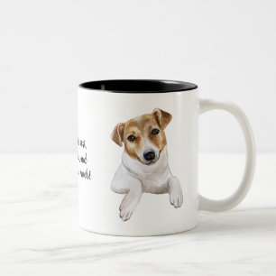 Jack Russell L Ik hou van je L Personaliseer, Tweekleurige Koffiemok