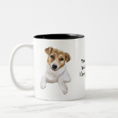 Jack Russell L Ik hou van je L Personaliseer, Tweekleurige Koffiemok (Links)
