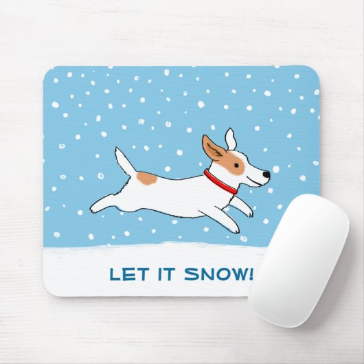 Jack Russell laat het sneeuwfeest in de winter Muismat (Met muis)