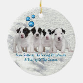 Jack Russell laat het Snow Holiday Greeting Orname Keramisch Ornament (Achterkant)