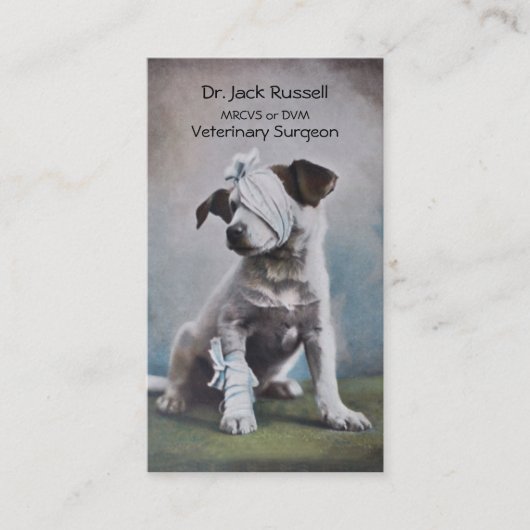 Jack Russell met bandendierenarts Visitekaartje (Voorkant)