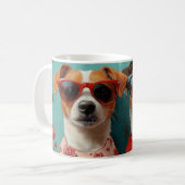 Jack Russell met hart Rozen Valentijnsdag Koffiemok (Voorkant links)