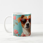 Jack Russell met hart Rozen Valentijnsdag Koffiemok (Links)