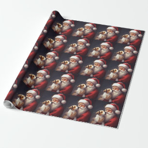 Jack Russell met Kerstman Feestelijke Kerst Cadeaupapier
