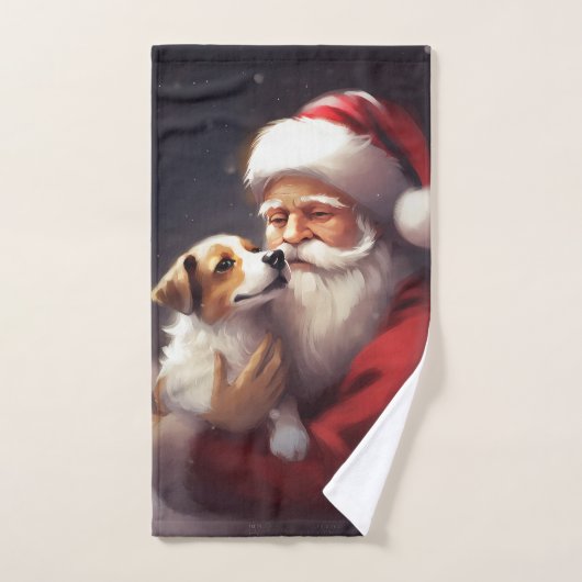 Jack Russell met Kerstman Festive Kerst Bad Handdoek (Handdoek)