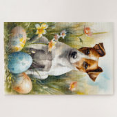 Jack Russell met paaseieren Legpuzzel (Horizontaal)