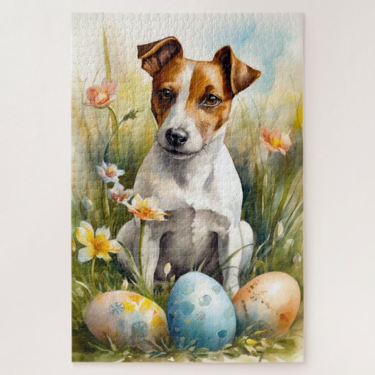 Jack Russell met paaseieren Legpuzzel (Verticaal)