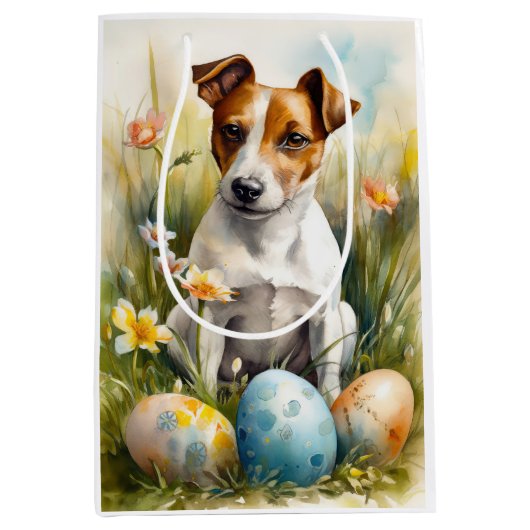 Jack Russell met paaseieren Medium Cadeauzakje (Voorkant)