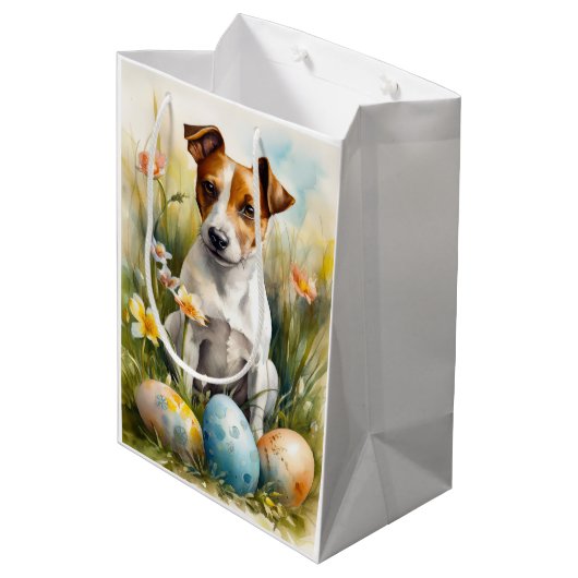 Jack Russell met paaseieren Medium Cadeauzakje (Achterkant Gekanteld)