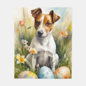 Jack Russell met Pasen Eieren Fleece Deken (Voorkant)