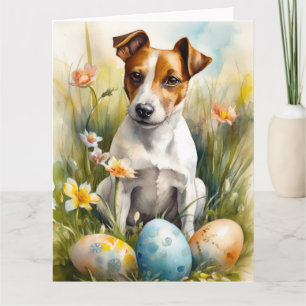 Jack Russell met Pasen Eieren Kaart