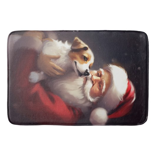 Jack Russell Met Sinterklaas Feestelijke Kerstmis Badmat (Voorkant)