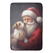 Jack Russell Met Sinterklaas Feestelijke Kerstmis Badmat (Voorkant Verticaal)