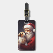 Jack Russell Met Sinterklaas Feestelijke Kerstmis Bagagelabel (Voorkant verticaal)