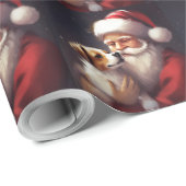 Jack Russell Met Sinterklaas Feestelijke Kerstmis Cadeaupapier (Rol Hoek)