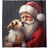 Jack Russell Met Sinterklaas Feestelijke Kerstmis Douchegordijn (Voorkant)