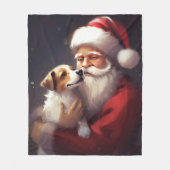 Jack Russell Met Sinterklaas Feestelijke Kerstmis Fleece Deken (Voorkant)