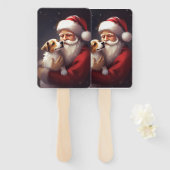 Jack Russell Met Sinterklaas Feestelijke Kerstmis Handwaaier (Voorkant en achterkant)