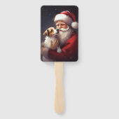 Jack Russell Met Sinterklaas Feestelijke Kerstmis Handwaaier (Achterkant)