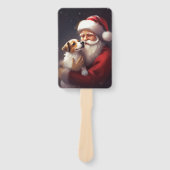 Jack Russell Met Sinterklaas Feestelijke Kerstmis Handwaaier (Voorkant)