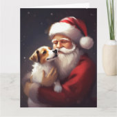 Jack Russell Met Sinterklaas Feestelijke Kerstmis Kaart (Voorkant)