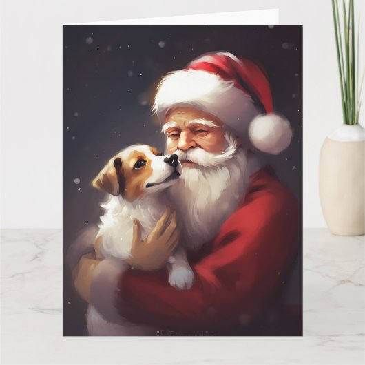 Jack Russell Met Sinterklaas Feestelijke Kerstmis Kaart (Voorkant)