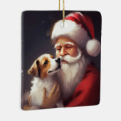 Jack Russell Met Sinterklaas Feestelijke Kerstmis Keramisch Ornament (Rechts)