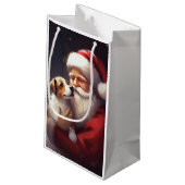 Jack Russell Met Sinterklaas Feestelijke Kerstmis Klein Cadeauzakje (Achterkant Gekanteld)