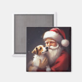 Jack Russell Met Sinterklaas Feestelijke Kerstmis Magneet (Voorkant / Achterkant)