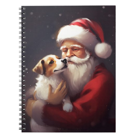 Jack Russell Met Sinterklaas Feestelijke Kerstmis Notitieboek (Voorkant)