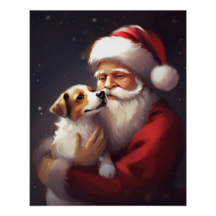 Jack Russell Met Sinterklaas Feestelijke Kerstmis Perfect Poster