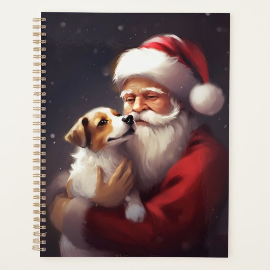 Jack Russell Met Sinterklaas Feestelijke Kerstmis Planner (Voorkant)