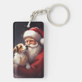 Jack Russell Met Sinterklaas Feestelijke Kerstmis Sleutelhanger (achterkant)