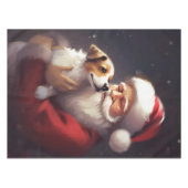 Jack Russell Met Sinterklaas Feestelijke Kerstmis Tafelkleed (Voorkant (Horizontaal))