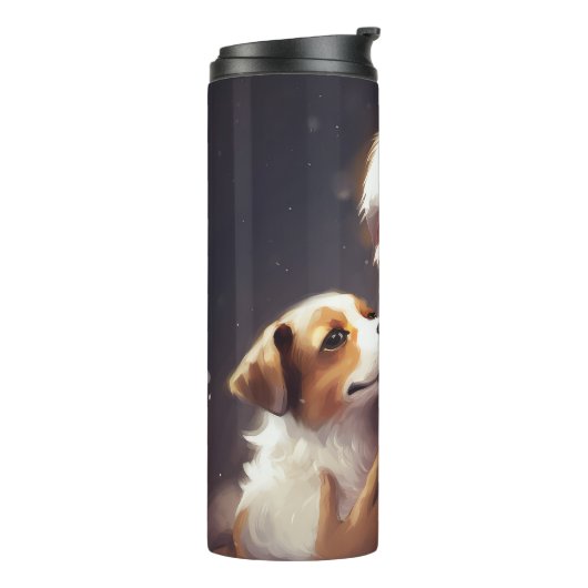 Jack Russell Met Sinterklaas Feestelijke Kerstmis Thermosbeker (Gedraaid links)