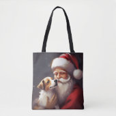 Jack Russell Met Sinterklaas Feestelijke Kerstmis Tote Bag (Voorkant)