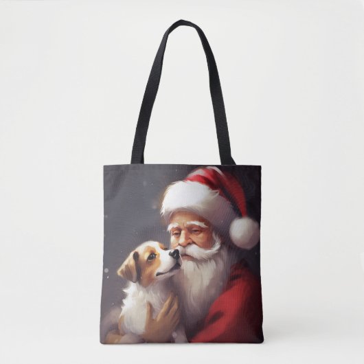 Jack Russell Met Sinterklaas Feestelijke Kerstmis Tote Bag (Voorkant)
