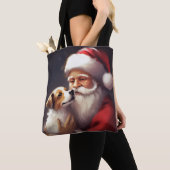 Jack Russell Met Sinterklaas Feestelijke Kerstmis Tote Bag (Dichtbij)