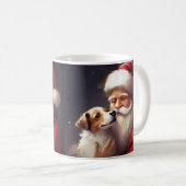 Jack Russell met Sinterklaas Festive Kerstmis Koffiemok (Voorkant rechts)