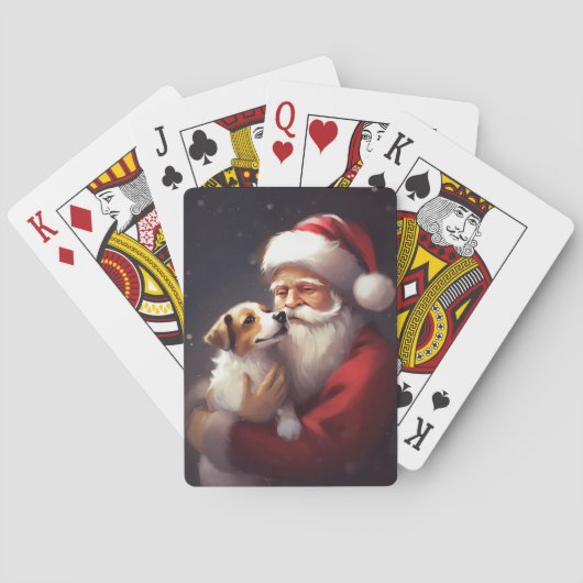 Jack Russell met Sinterklaas Vrolijk Kerstfeest Pokerkaarten (Achterkant)