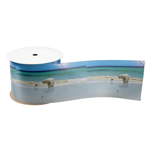 Jack Russell ontmoet Polar Beer, Satin Ribbon Satijnen Lint (Spoel)