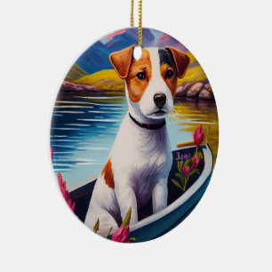 Jack Russell op een peddel: Een landschappelijk av Keramisch Ornament