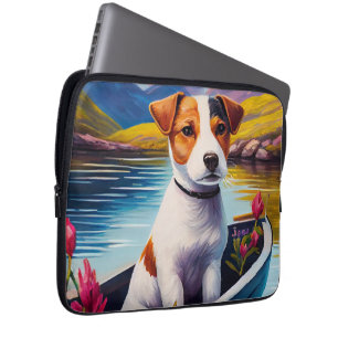 Jack Russell op een peddel: Een landschappelijk av Laptop Sleeve